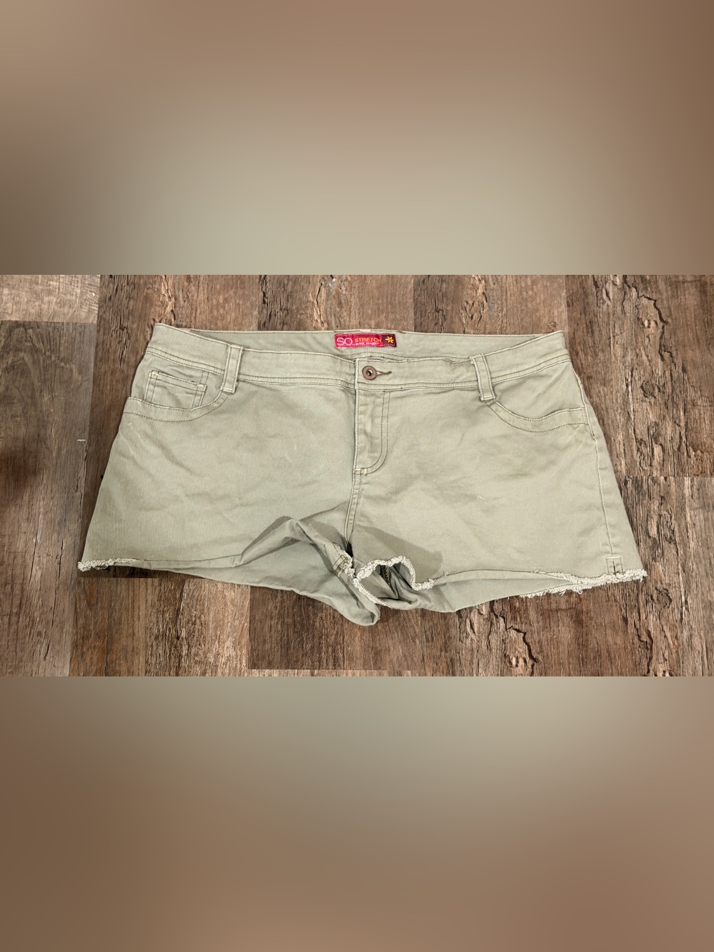 SO Olive Green Low-Rise Denim Shorts Micro